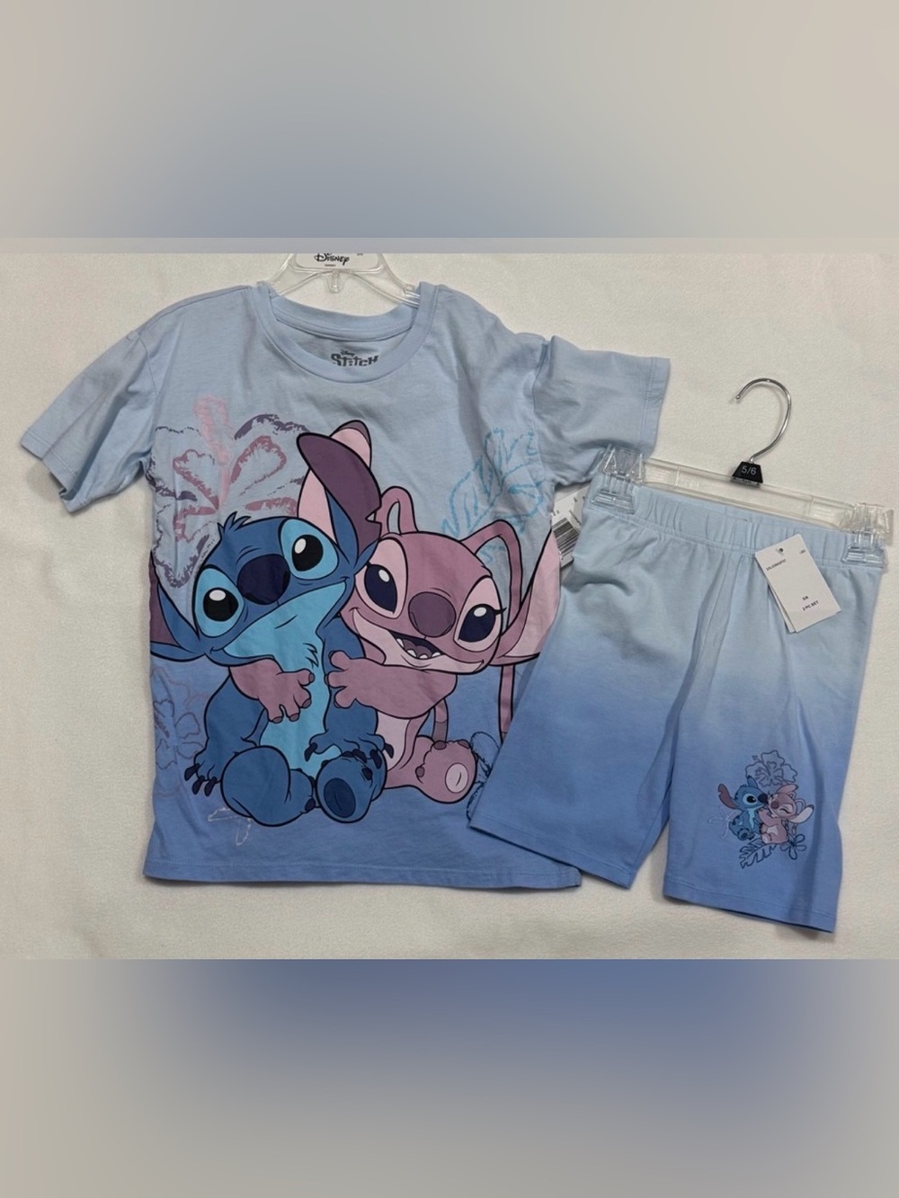 Disney Kids 5/6 Two Piece Pajama Set - Blue Ombré Stitch Design - NWT